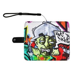 GRAFFITI AGGRAVATED LEATHER PHONE WALLET